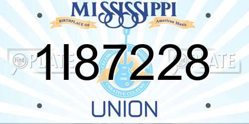 1I87228 Mississippi License Plate