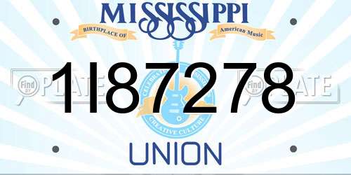 1I87278 Mississippi License Plate