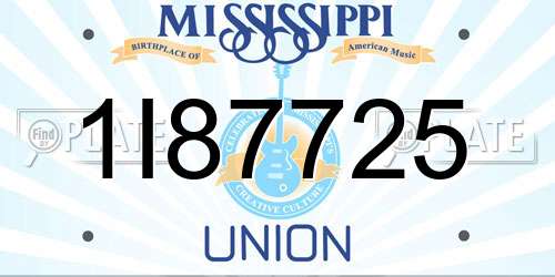 1I87725 Mississippi License Plate