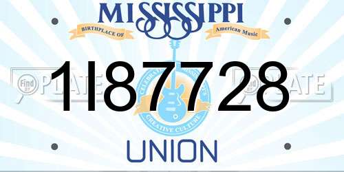 1I87728 Mississippi License Plate