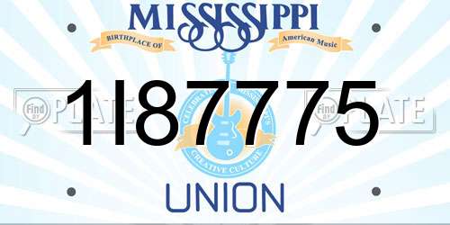1I87775 Mississippi License Plate