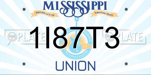 1I87T3 Mississippi License Plate