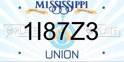 1I87Z3 Mississippi License Plate