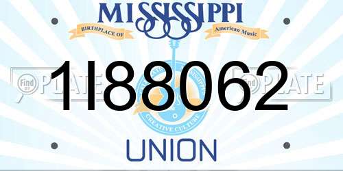 1I88062 Mississippi License Plate