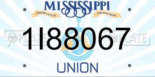 1I88067 Mississippi License Plate