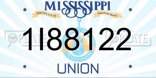 1I88122 Mississippi License Plate