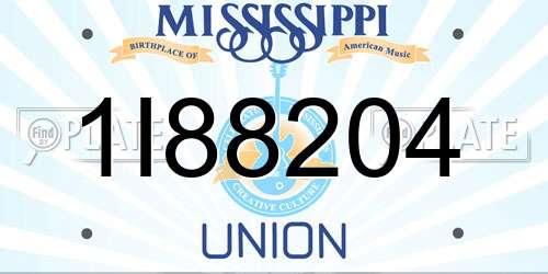 1I88204 Mississippi License Plate