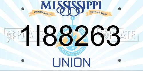 1I88263 Mississippi License Plate