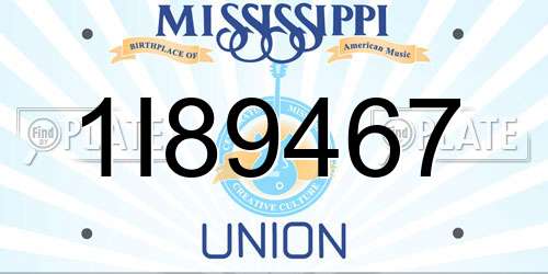 1I89467 Mississippi License Plate