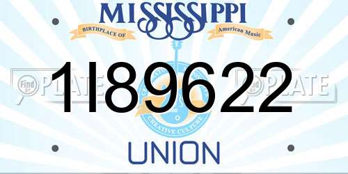 1I89622 Mississippi License Plate
