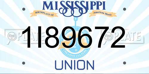 1I89672 Mississippi License Plate