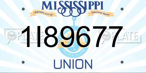 1I89677 Mississippi License Plate
