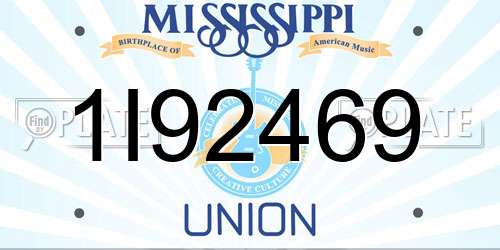 1I92469 Mississippi License Plate