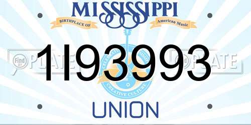 1I93993 Mississippi License Plate