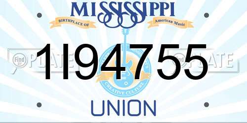 1I94755 Mississippi License Plate