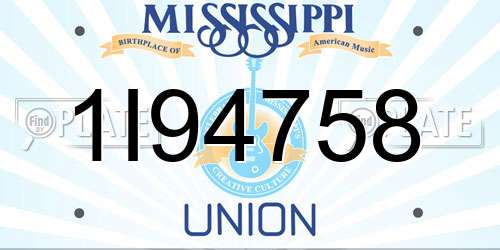 1I94758 Mississippi License Plate