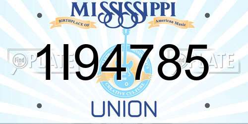 1I94785 Mississippi License Plate