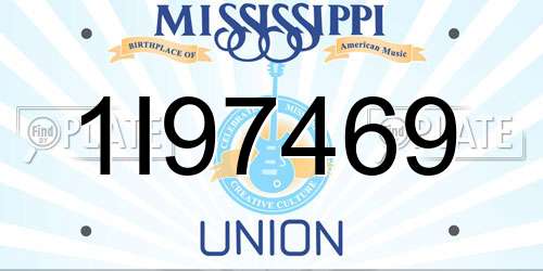 1I97469 Mississippi License Plate