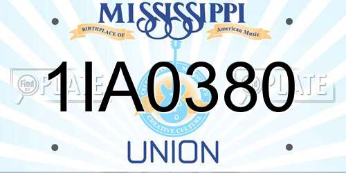 1IA0380 Mississippi License Plate