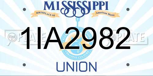 1IA2982 Mississippi License Plate