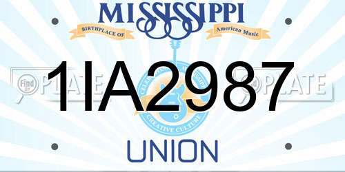 1IA2987 Mississippi License Plate