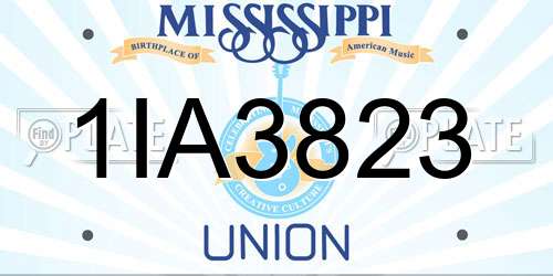 1IA3823 Mississippi License Plate