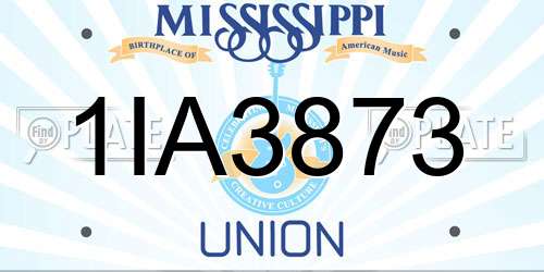1IA3873 Mississippi License Plate