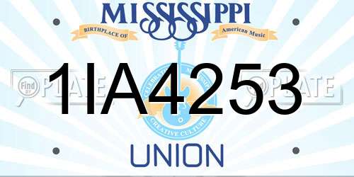 1IA4253 Mississippi License Plate