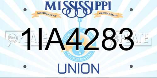 1IA4283 Mississippi License Plate