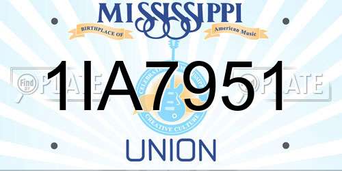 1IA7951 Mississippi License Plate