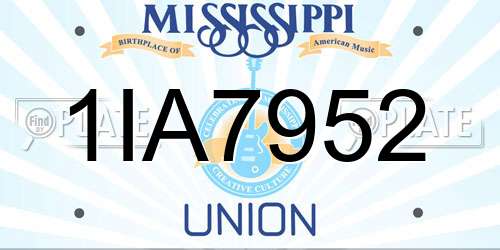 1IA7952 Mississippi License Plate
