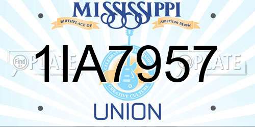 1IA7957 Mississippi License Plate