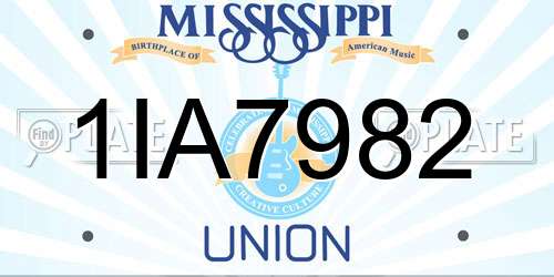 1IA7982 Mississippi License Plate