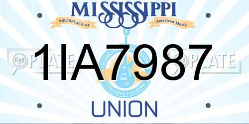 1IA7987 Mississippi License Plate