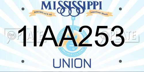 1IAA253 Mississippi License Plate