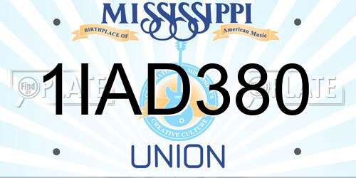 1IAD380 Mississippi License Plate