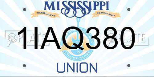 1IAQ380 Mississippi License Plate