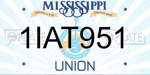 1IAT951 Mississippi License Plate