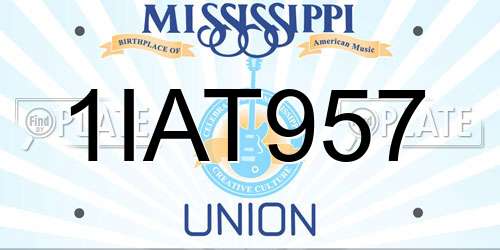 1IAT957 Mississippi License Plate