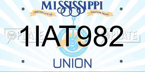 1IAT982 Mississippi License Plate