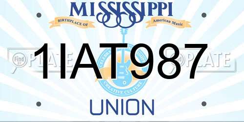 1IAT987 Mississippi License Plate