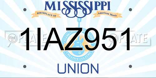 1IAZ951 Mississippi License Plate