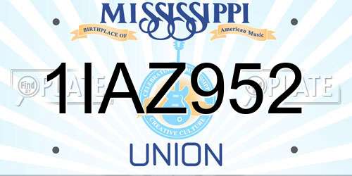 1IAZ952 Mississippi License Plate