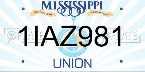 1IAZ981 Mississippi License Plate