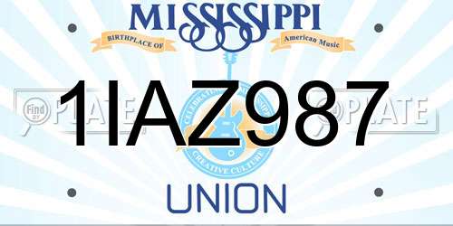 1IAZ987 Mississippi License Plate