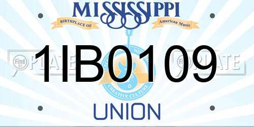 1IB0109 Mississippi License Plate