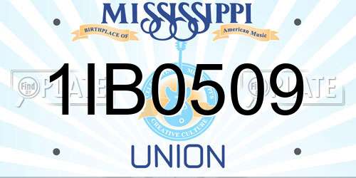 1IB0509 Mississippi License Plate