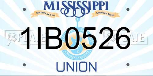 1IB0526 Mississippi License Plate