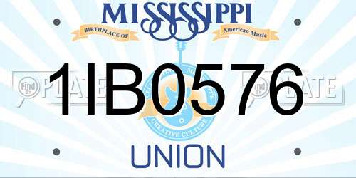1IB0576 Mississippi License Plate