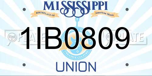 1IB0809 Mississippi License Plate